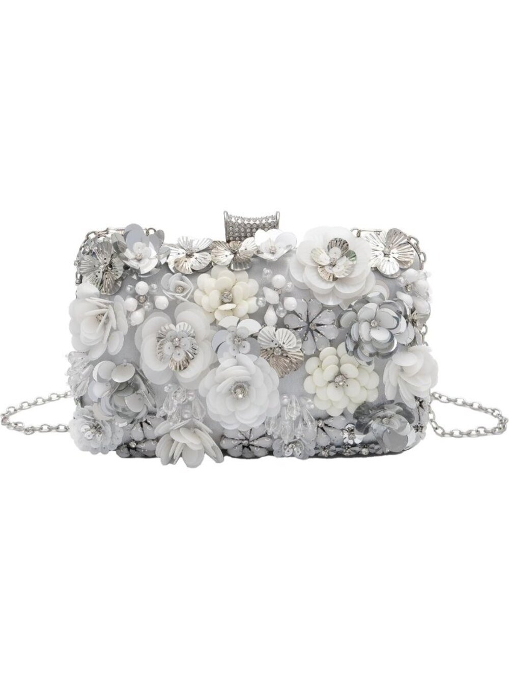 Floral Evening Clutch Purse for Women, 3D Sequin Flower Handbag, Party Bag